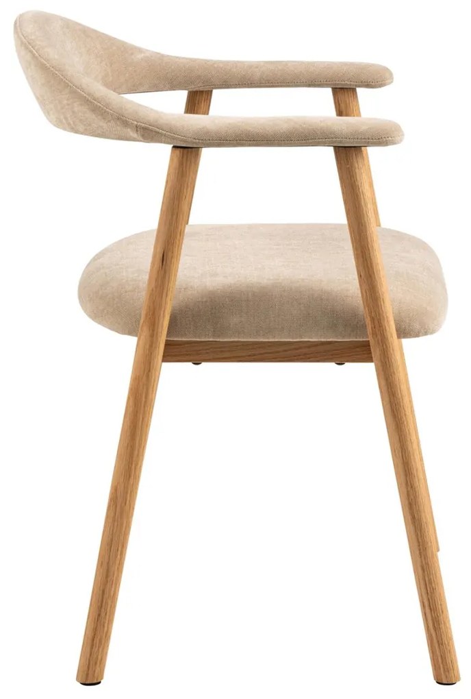 Eiken Eetkamerstoel Beige Chenille