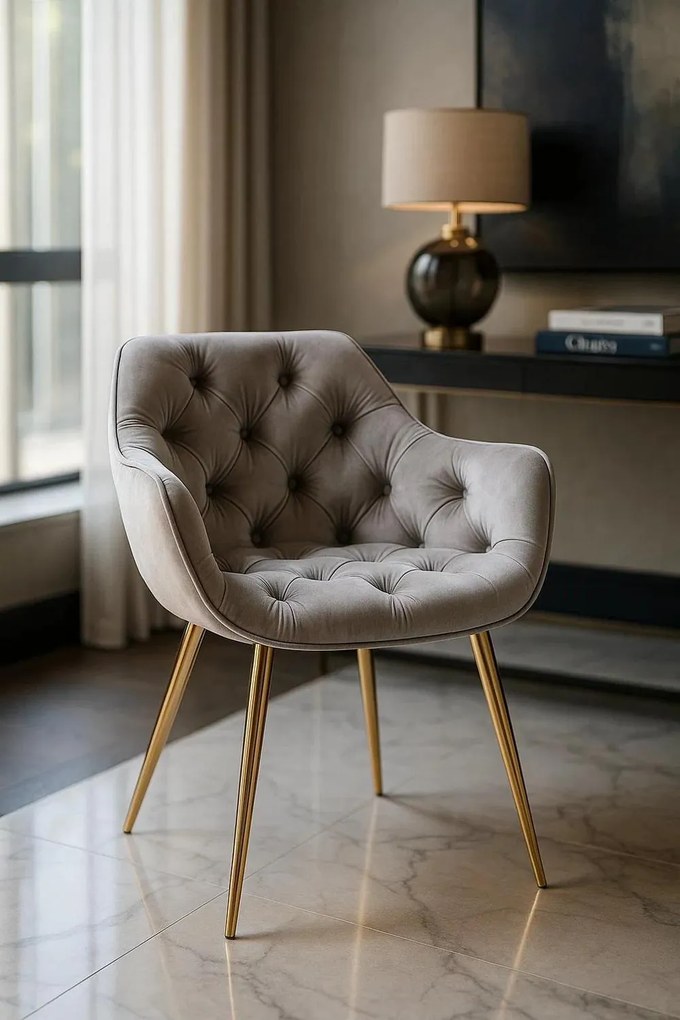 Zandel Gouden Fluwelen Stoel