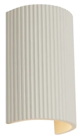 Scandinavische wandlamp beige halfrond 2-lichts - Plaster