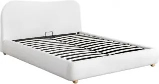 Bed Met Opklapbare Boxspring Winselet Teddystof Ivoorwit & 135 X 190 Cm - Sklum