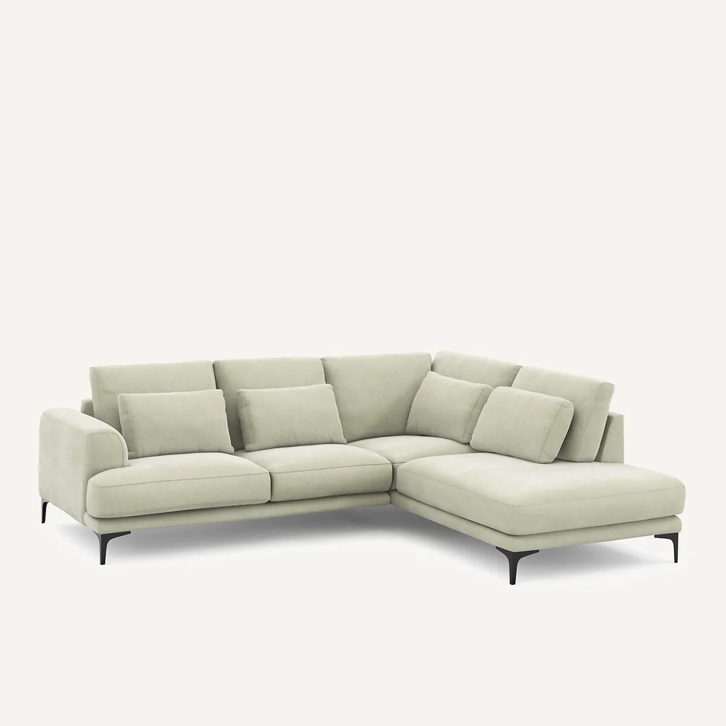 Rechtse hoekbank met leuning in stonewashed fluweel Marsile