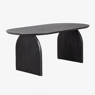 Ovalen Eettafel 200x100 Cm Van Acaciahout Bedum Acaciazwart - Sklum