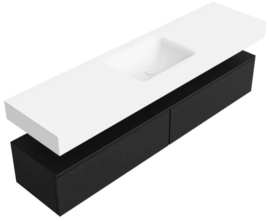 Zaro Alan badmeubel 180cm urban 2 lades met vrijhangende wastafel cloud midden 1 kraangat talc