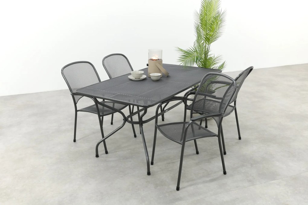 Royal Garden Carlo stapelbare tuinset strekmetaal 160x90 cm.