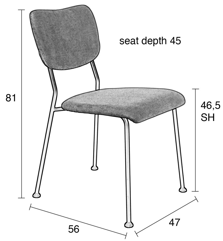 Zuiver Benson Design Eetkamerstoel Okergele Stof