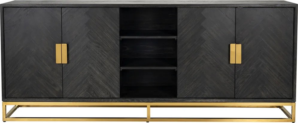 Richmond Interiors Blackbone Gold Groot Dressoir Zwarte Visgraat Met 