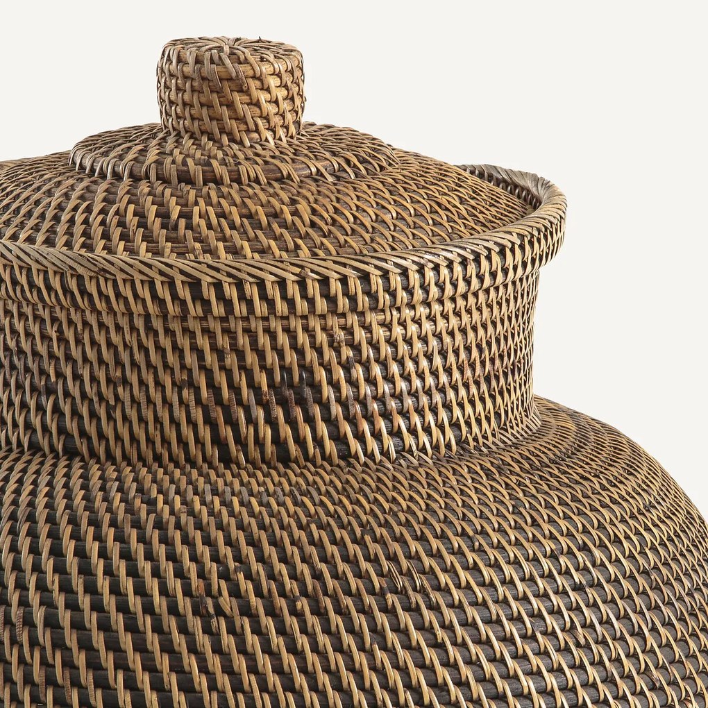 Mand Ø42 x H67 cm rotan en gevlochten bamboe, Brazil