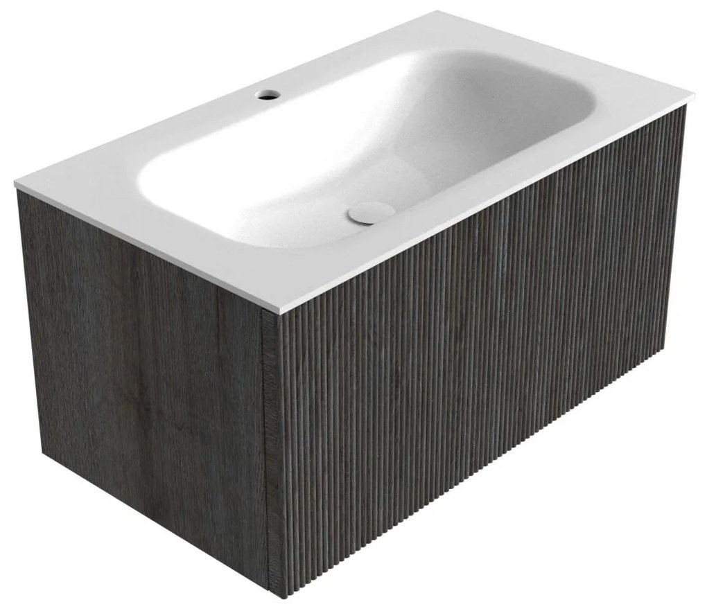 Mondiaz Kurve 80cm badmeubel shadow met 1 lade en wastafel big small midden 1 kraangat