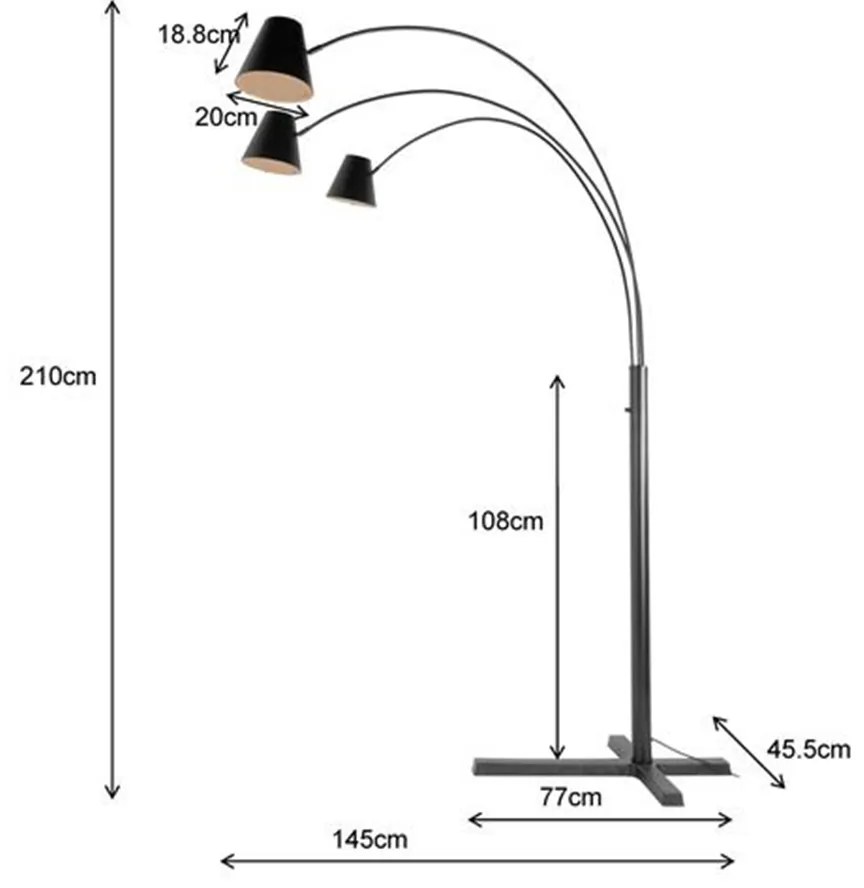 Grote Boog Vloerlamp Zwart Metaal