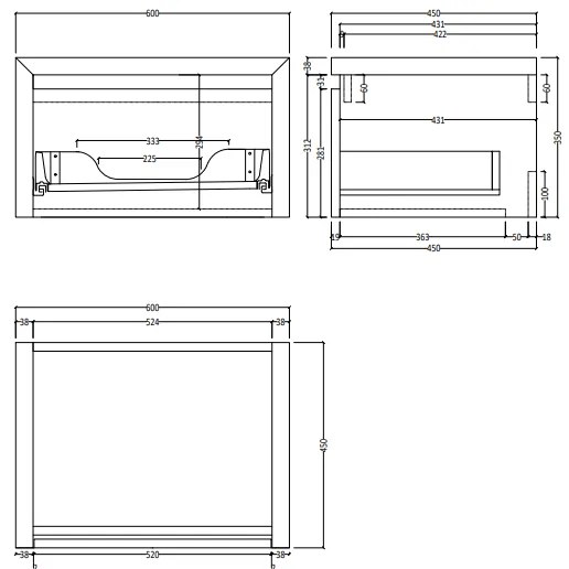 SaniGoods Alvares badmeubel 60cm zonder waskom eiken ashgrey