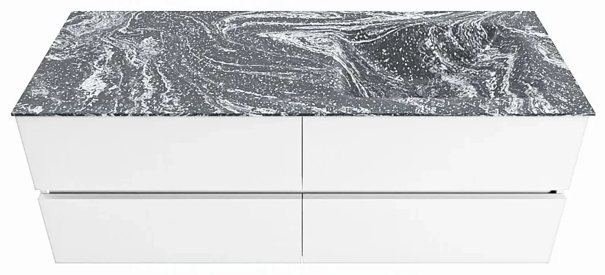 Mondiaz Vica DLux badmeubel 130cm talc 4 lades met wastafel lava rechts zonder kraangat