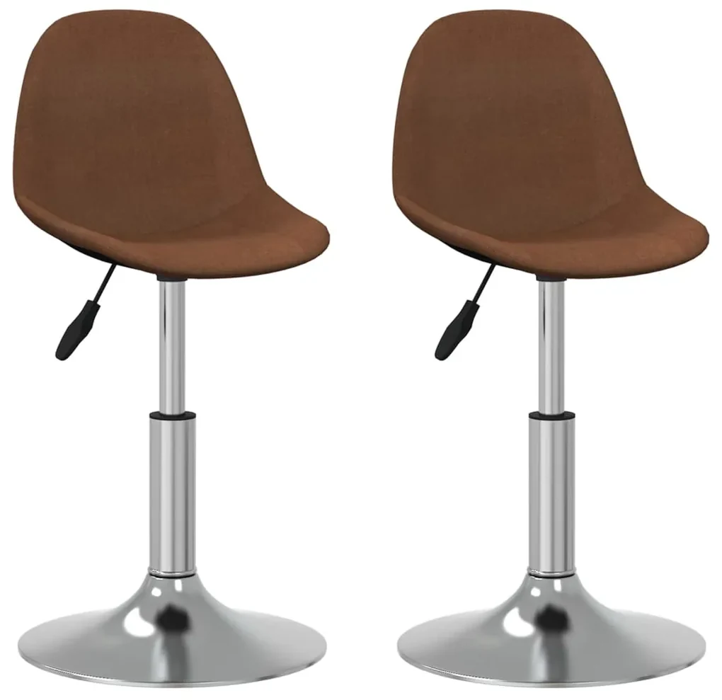 vidaXL Eetkamerstoelen draaibaar 2 st stof bruin