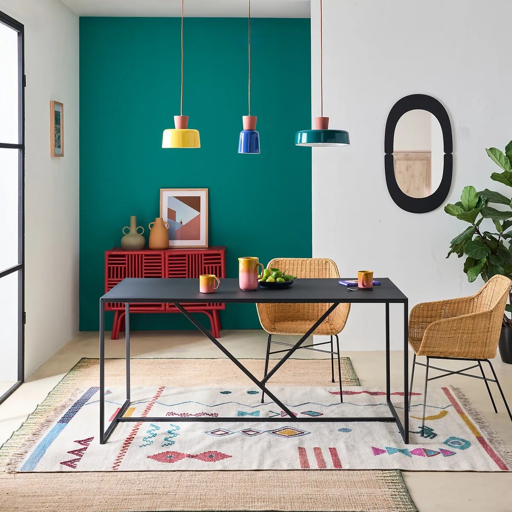 Rechthoekige ijzeren eettafel, 6 couverts, Abby