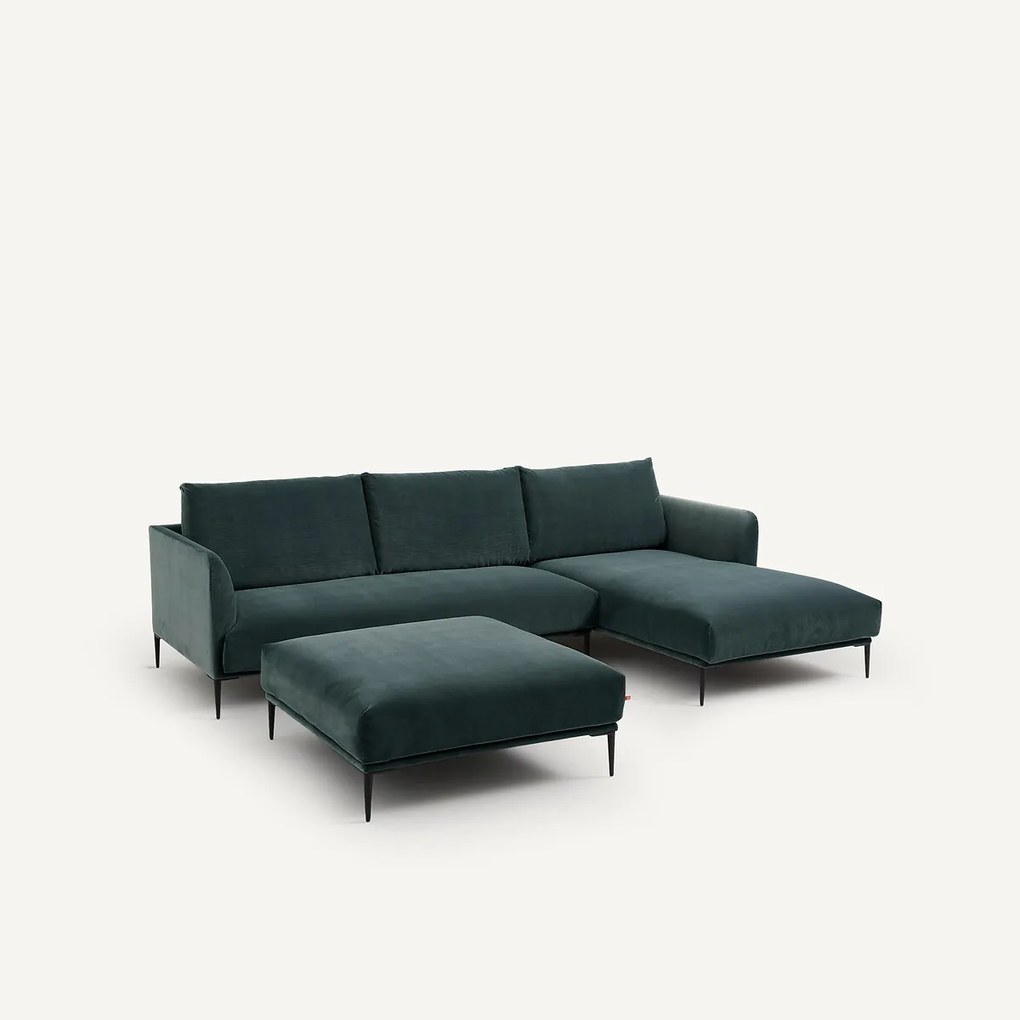 XL voetenbank in fluweel, Oscar, ontwerp E. Gallina