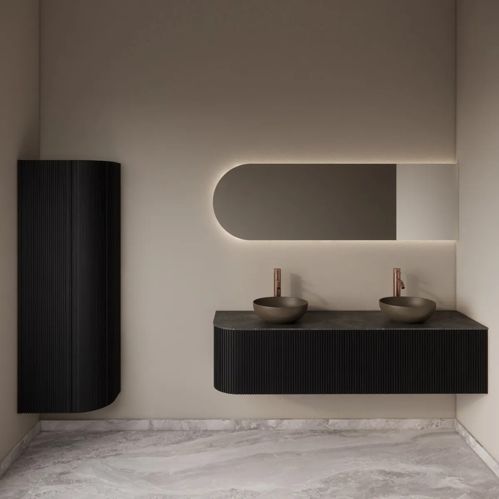 Gliss Design Alluro kolomkast 160cm met ronding rechts black veneer