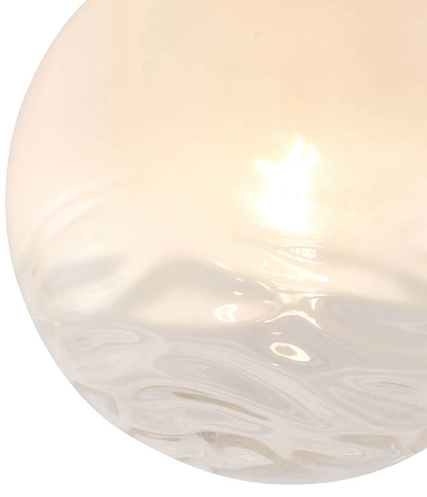 Design plafondlamp messing met wit fading glas - Pillon Design E27 bol / globe / rond Binnenverlichting Lamp