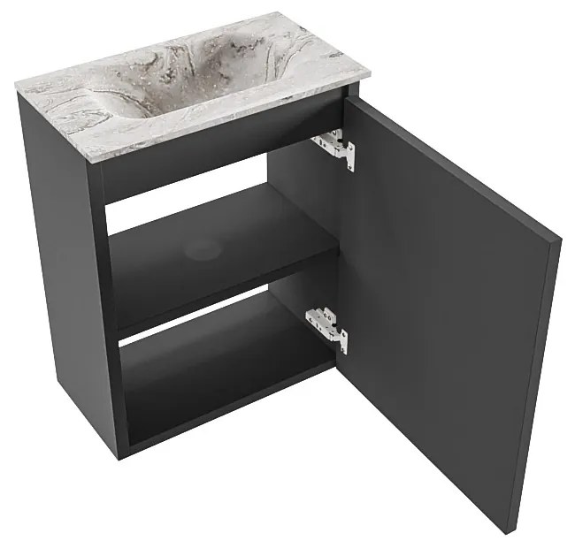 Mondiaz Ture DLux toiletmeubel 40cm dark grey met wastafel glace midden zonder kraangat