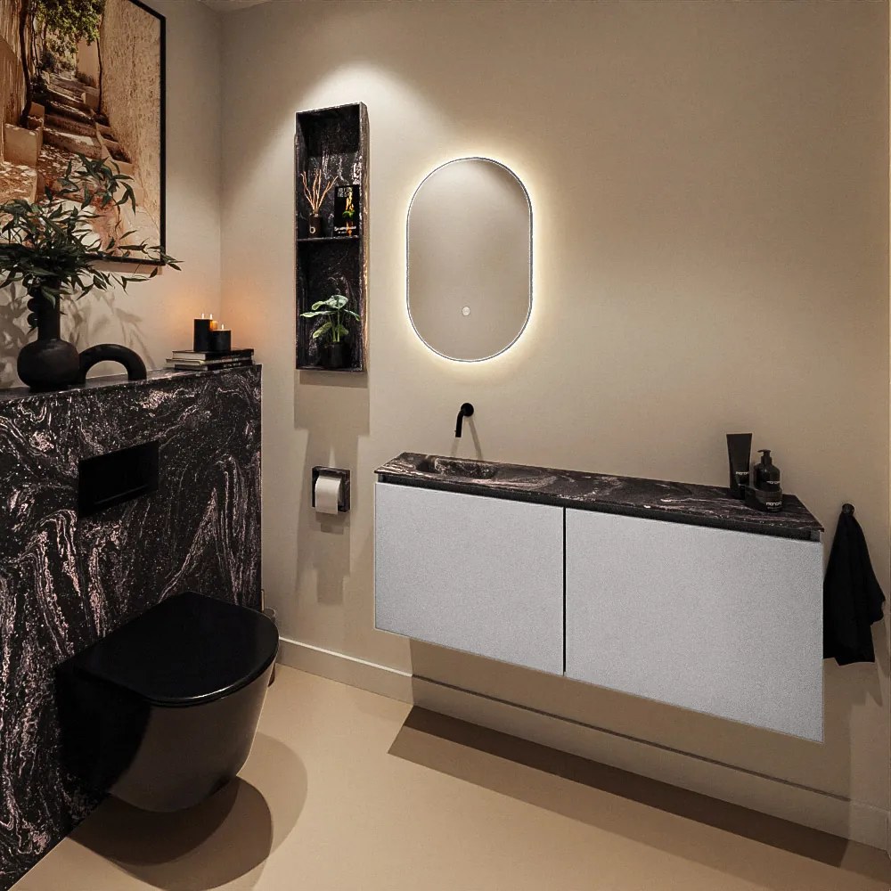 Mondiaz Ture DLux toiletmeubel 120cm plata met wastafel lava links zonder kraangat