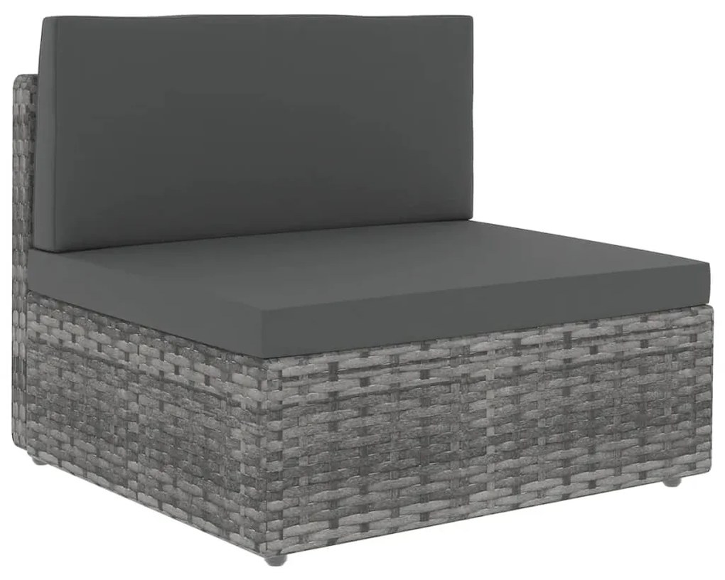 vidaXL 6-delige Loungeset met kussens poly rattan grijs