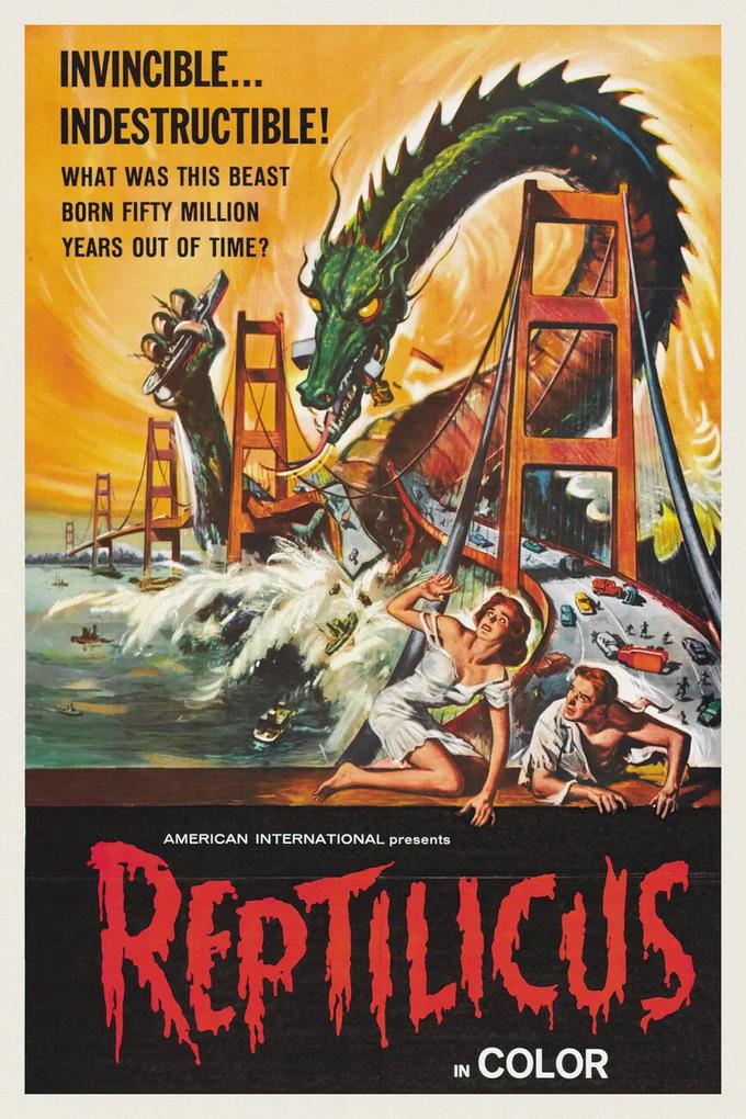 Kunstdruk Reptilicus (Vintage Cinema / Retro Movie Theatre Poster / Horror & Sci-Fi), (26.7 x 40 cm)