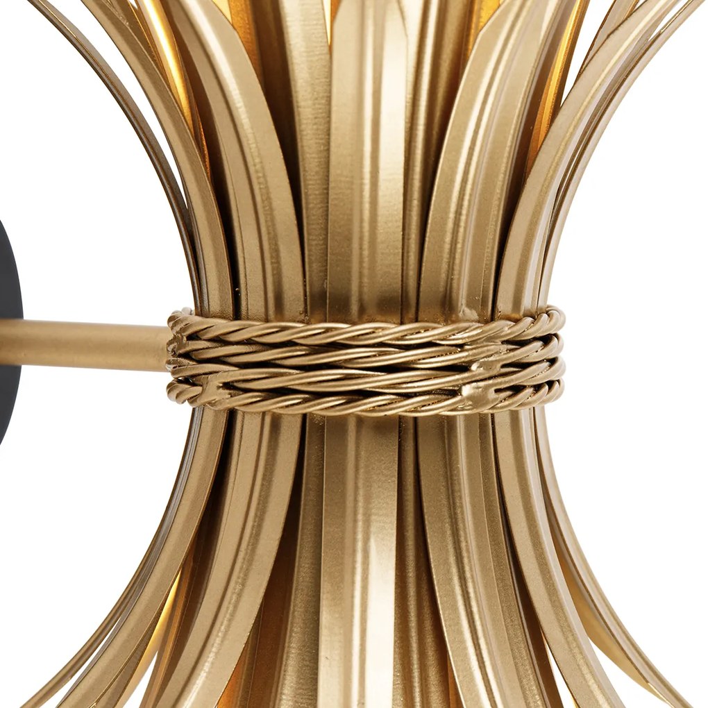 Art Deco wandlamp goud met zwart - Wesley Art Deco E27 Binnenverlichting Lamp