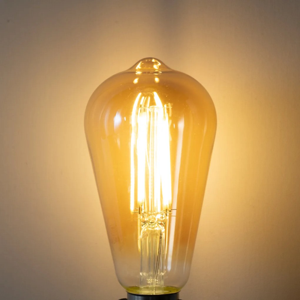Set van 5 E27 3-staps dimabaar LED lamp ST64 goud 6W 700 lm 2700K