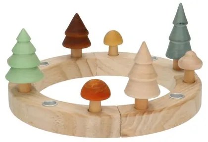 Kandelaar, jaarring, hout,Ø 22 cm