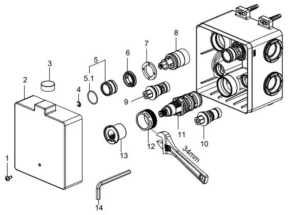 Mueller Click inbouwthermostaat 2-wegs chroom