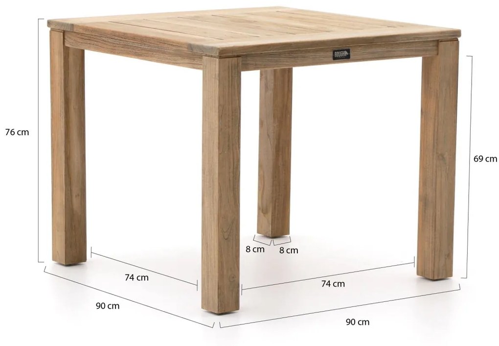 Intenso Parma/ROUGH-S 90cm dining tuinset 5-delig stapelbaar