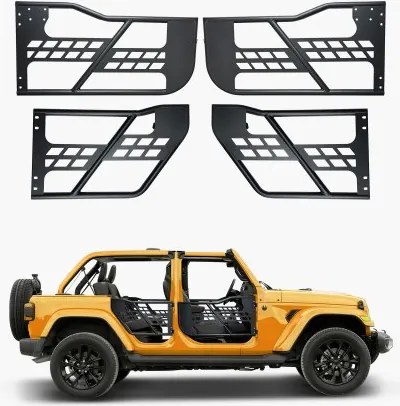 VEVOR Jeep Tube Doors (4-deurs) in jachtstijl met robuuste scharnieren en originele vergrendeling, Jeep-deuren met rubberen pads en geharde stalen buis, geschikt voor Jeep Wrangler JK 2007-2018