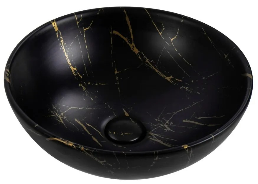 Sanigoods Marmora waskom zwart/goud marmer look