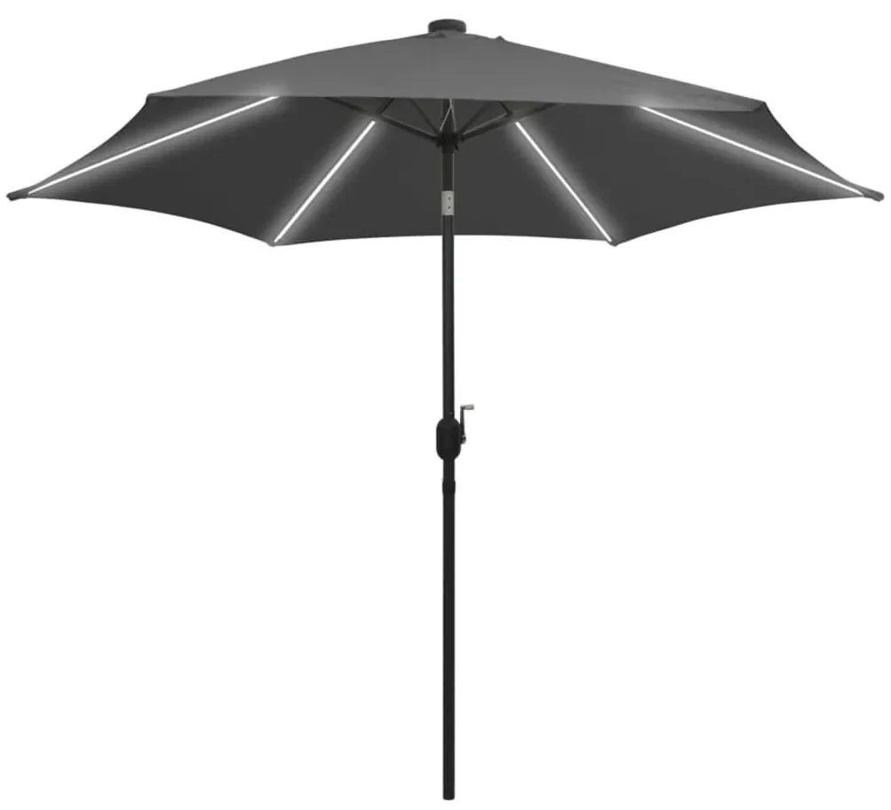 vidaXL Parasol met LED-verlichting en aluminium paal 300 cm antraciet