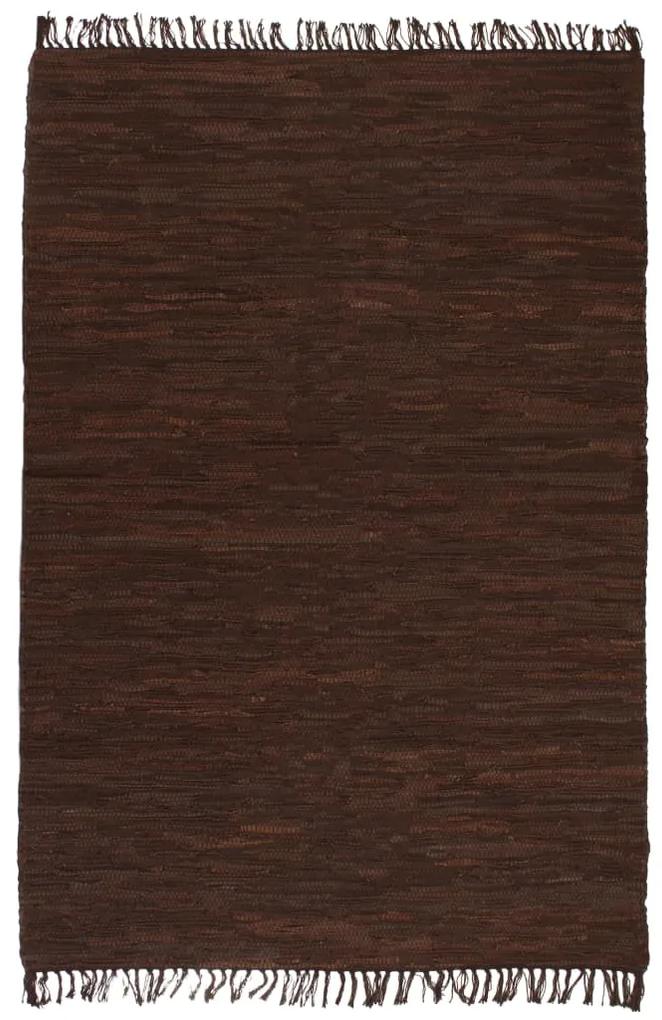 vidaXL Vloerkleed Chindi handgeweven 120x170 cm leer bruin