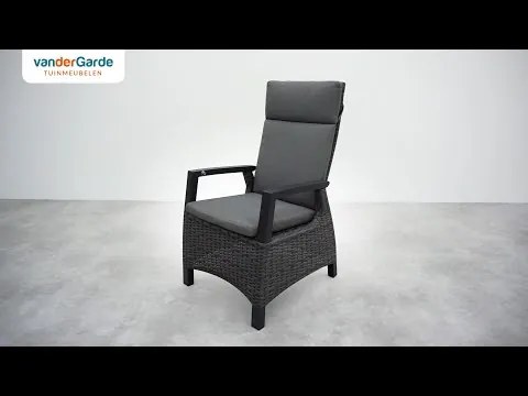 Wicker verstelbare tuinset Darwin/Kings antraciet - 220x100 cm. Keramiek tafelblad