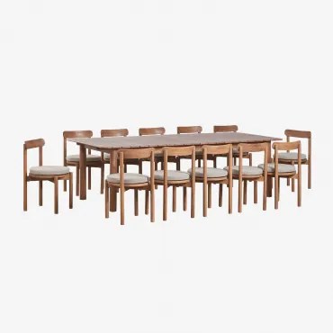 Uitschuifbare Rechthoekige Eettafel 250-310x105 Cm Duala En 12 Tuinstoelen Van Acaciahout Nualis Acacia Bruin - Sklum