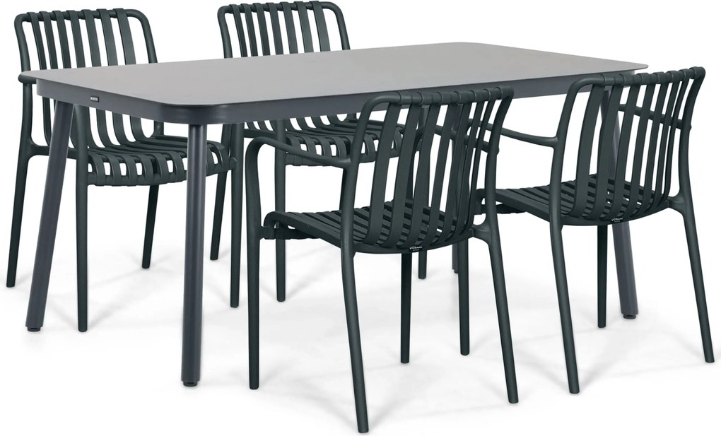 Tuinset 4 personen 160 cm Kunststof Grijs Domani Furniture Alba/Tavano