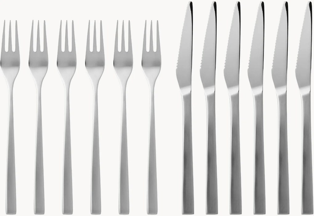 Mat geborstelde RVS grill steakbestek Fuga, 6 personen, 12-delig