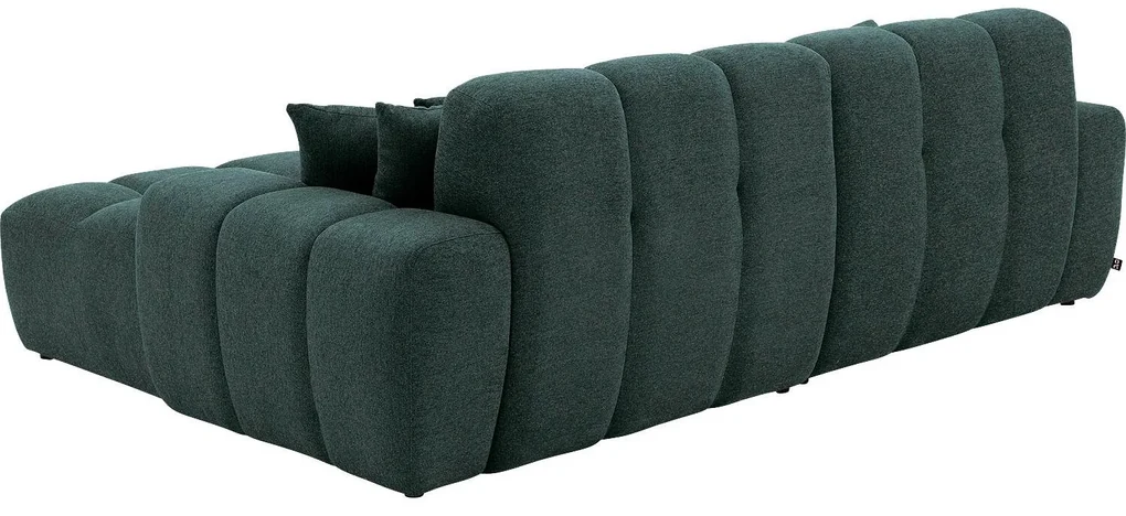 Goossens Excellent Bank Kubus - 30 X 30 Cm Stiksel blauw, stof, 1,5-zits, modern design met chaise longue rechts