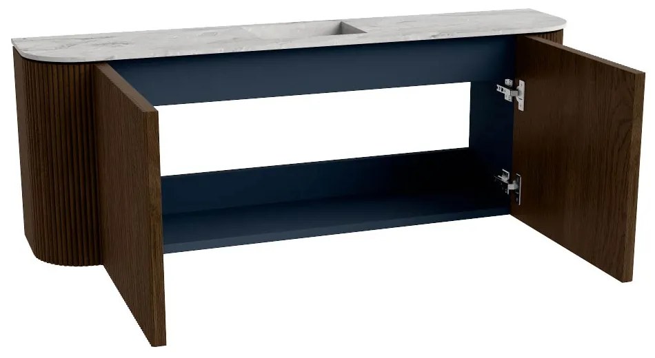Mondiaz Joya DLux 115cm toiletmeubel ronding links/rechts walnut met wastafel faye midden 1 kraangat glace