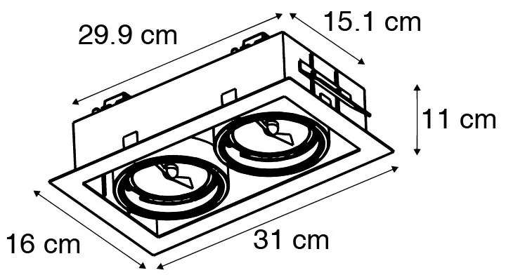 Inbouwspot zwart AR111 verstelbaar 2-lichts - Oneon