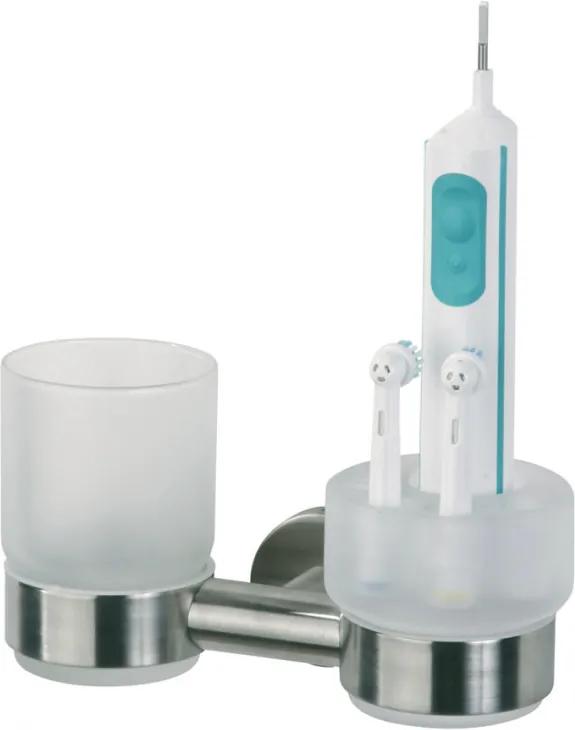 Boston elektrische tandenborstelhouder + glas 18,3x8,9x10,2 cm, rvs glans