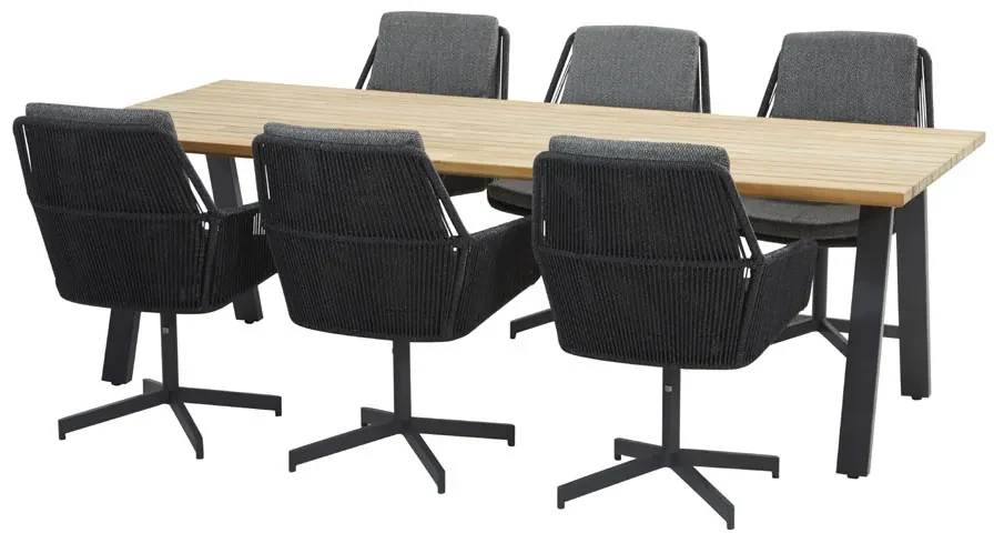 4 Seasons Outdoor Primavera tuinset met Ambassador tafel 240 cm SALE Tuinset houtkleur weerbestendig