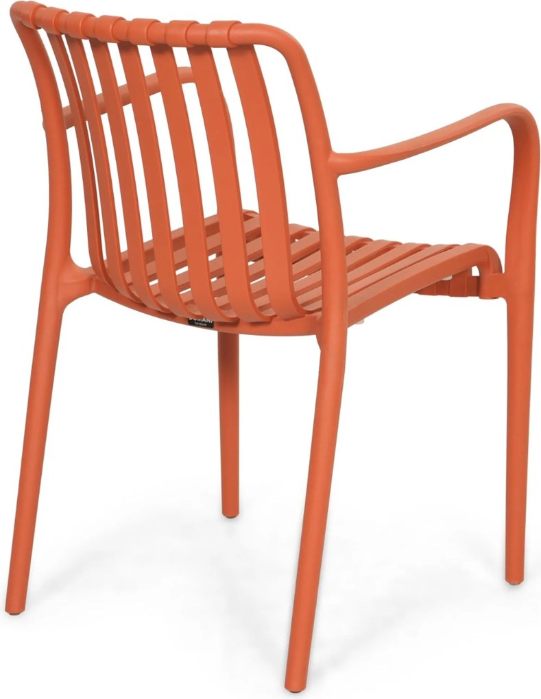 Tuinset Ronde Tuintafel 6 personen 160 cm Kunststof Oranje Domani Furniture Alba/Sand