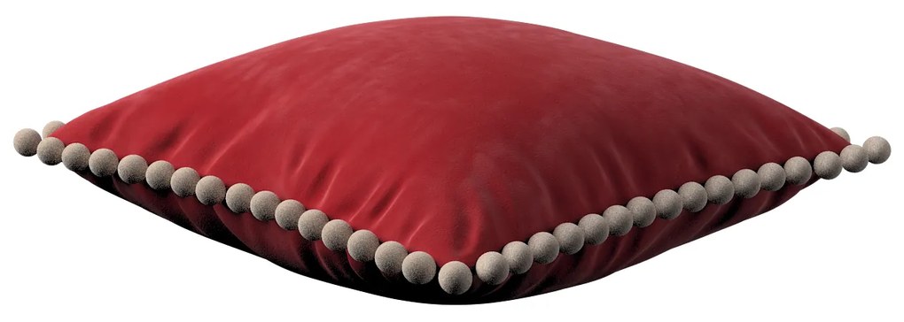 Dekoria Kussenhoes Wera met pompons, rood 45 x 45 cm