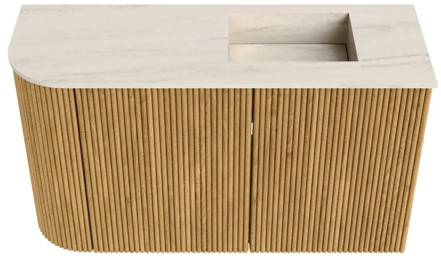Mondiaz Joya DLux 70cm toiletmeubel ronding links oak met wastafel faye rechts 1 kraangat meli