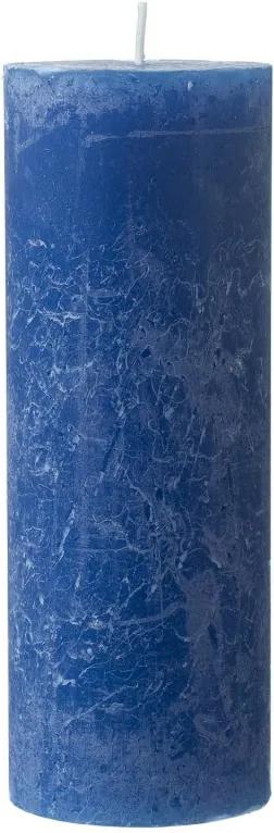Rustieke Kaars - 19 X 7 Cm - Blauw (donkerblauw)
