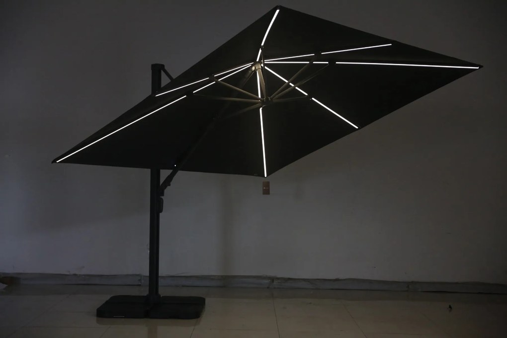 Zweefparasol  3x3m S2 Excellent (excl. voet) Transparant Camello Luna LED