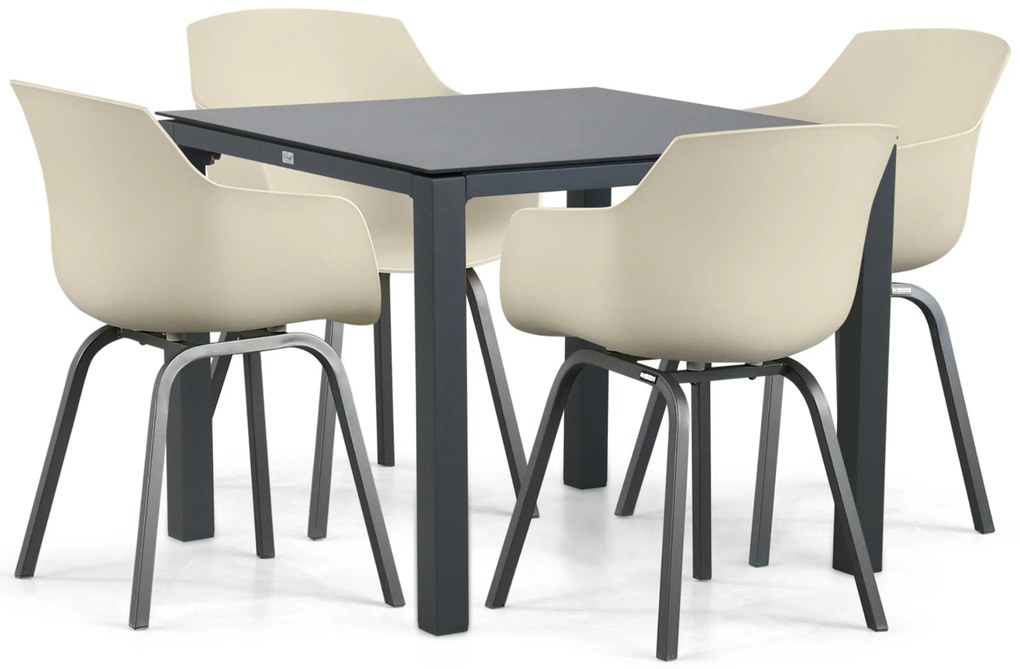 Tuinset 4 personen 90 cm Kunststof Taupe Lifestyle Garden Furniture Salina/Mateo