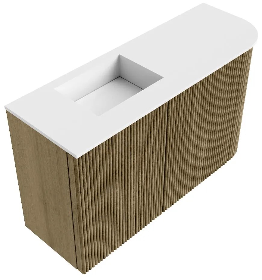 Mondiaz Joya 70cm toiletmeubel ronding rechts dusk met wastafel faye links zonder kraangat talc