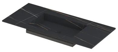 INK Post wastafel - 100x45x1cm - 1 wasbak - 0 kraangaten - keramiek Lauren black mat 0210042